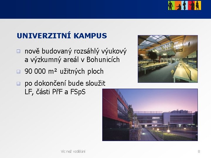 UNIVERZITNÍ KAMPUS nově budovaný rozsáhlý výukový a výzkumný areál v Bohunicích 90 000 m²