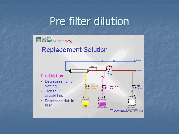 Pre filter dilution 