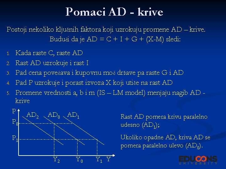Pomaci AD - krive Postoji nekoliko ključnih faktora koji uzrokuju promene AD – krive. Pomaci AD - krive Postoji nekoliko ključnih faktora koji uzrokuju promene AD – krive.