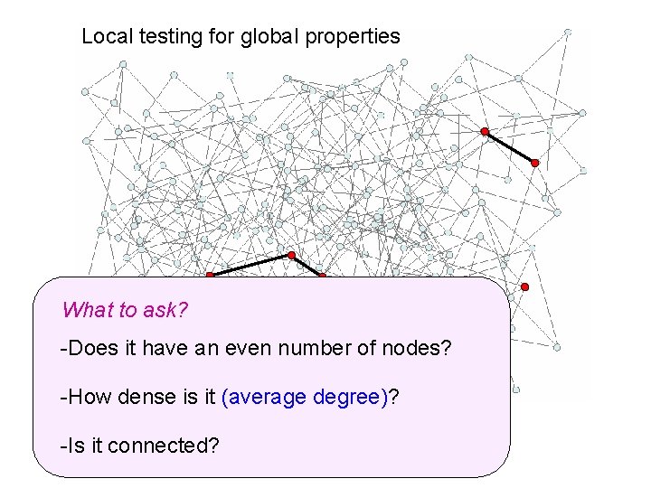 Local testing for global properties What to ask? -Does it have an even number