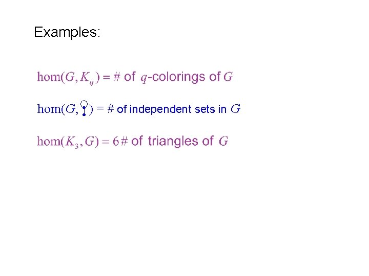 Examples: hom(G, ) = # of independent sets in G 