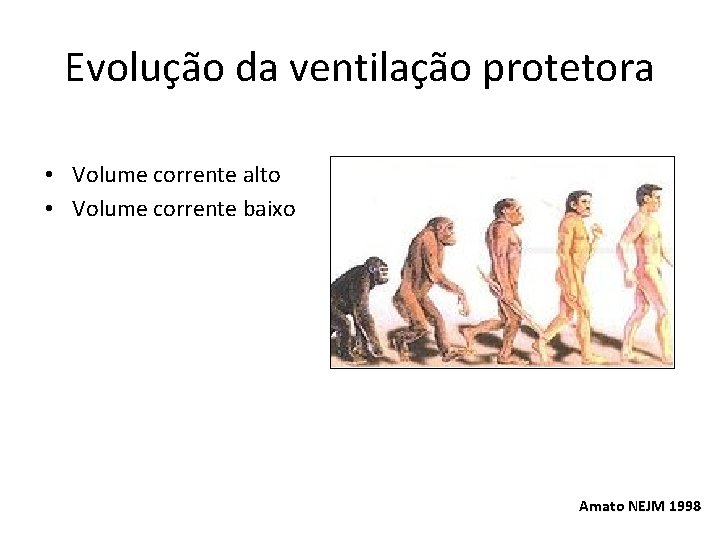 Evolução da ventilação protetora • Volume corrente alto • Volume corrente baixo Amato NEJM Evolução da ventilação protetora • Volume corrente alto • Volume corrente baixo Amato NEJM