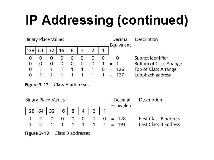 IP Addressing (continued) 