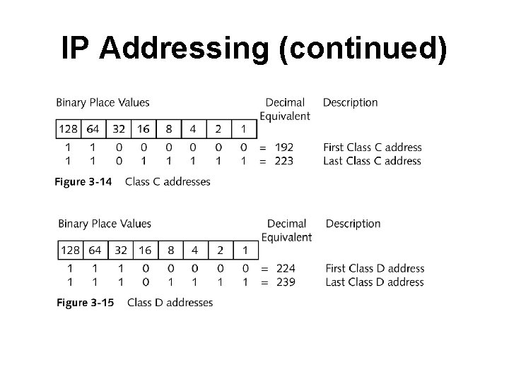 IP Addressing (continued) 