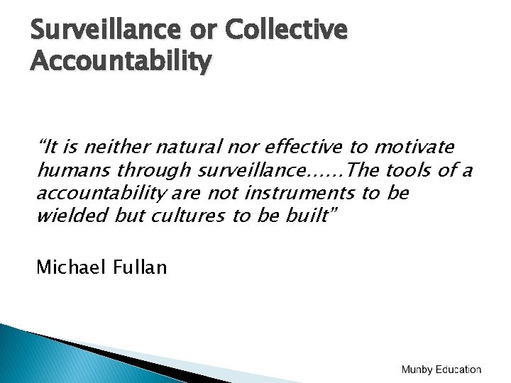 Surveillance or Collective Accountability “It is neither natural nor effective to motivate humans through Surveillance or Collective Accountability “It is neither natural nor effective to motivate humans through
