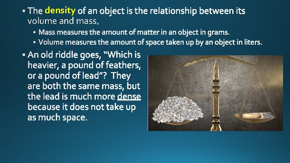 density volume and mass 