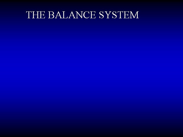 THE BALANCE SYSTEM 