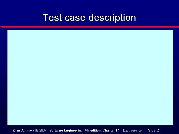 Test case description ©Ian Sommerville 2004 Software Engineering, 7 th edition. Chapter 17 Bzupages.