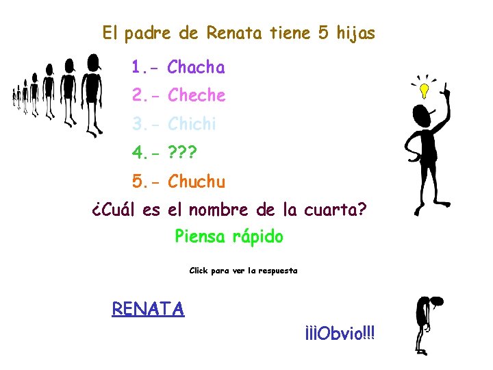 El padre de Renata tiene 5 hijas 1. - Chacha 2. - Cheche 3.
