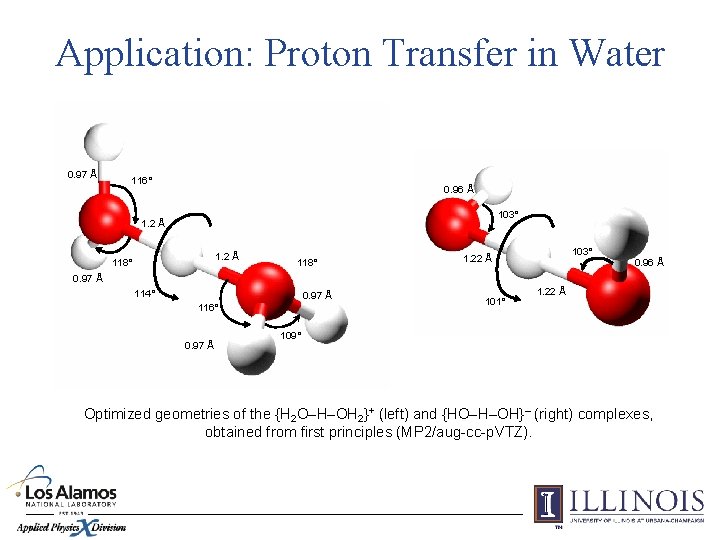 Application: Proton Transfer in Water 0. 97 Å 116° 0. 96 Å 103° 1.