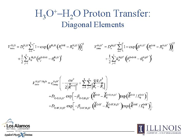 H 3 O+–H 2 O Proton Transfer: Diagonal Elements 