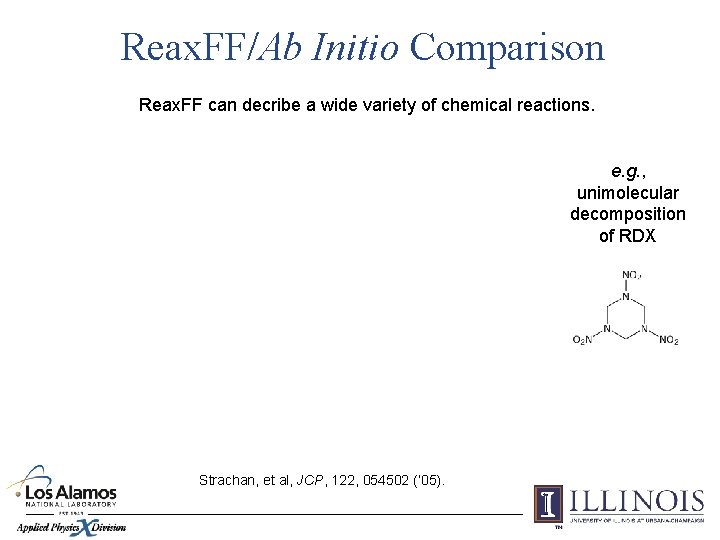 Reax. FF/Ab Initio Comparison Reax. FF can decribe a wide variety of chemical reactions.