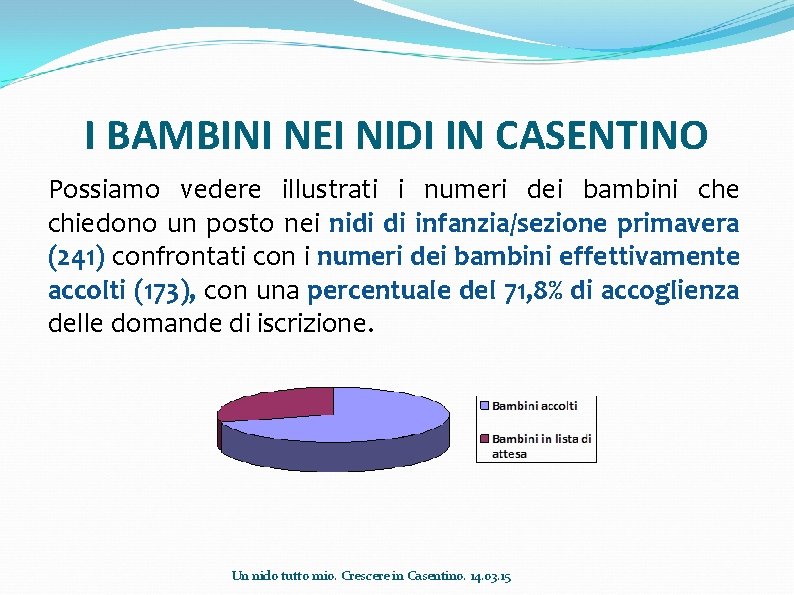 I BAMBINI NEI NIDI IN CASENTINO Possiamo vedere illustrati i numeri dei bambini che