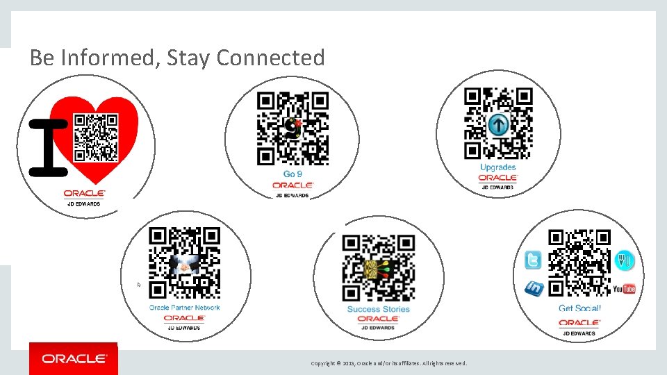 Be Informed, Stay Connected Copyright © 2015, Oracle and/or its affiliates. All rights reserved.