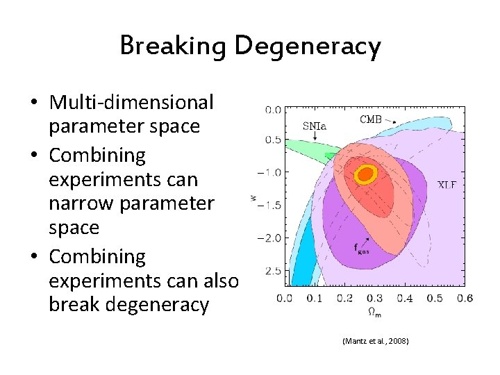 Breaking Degeneracy • Multi-dimensional parameter space • Combining experiments can narrow parameter space •