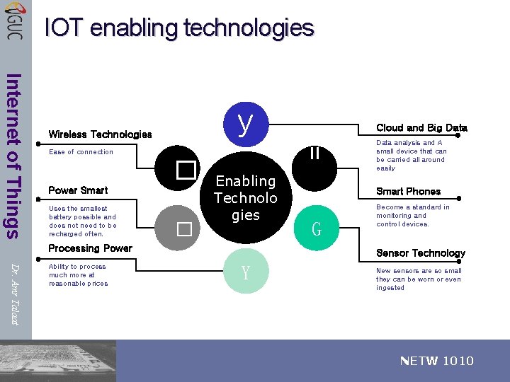 IOT enabling technologies Internet of Things y Wireless Technologies Ease of connection � Power