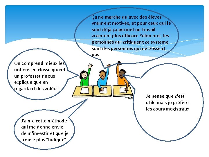 Ça ne marche qu'avec des élèves vraiment motivés, et pour ceux qui le sont Ça ne marche qu'avec des élèves vraiment motivés, et pour ceux qui le sont