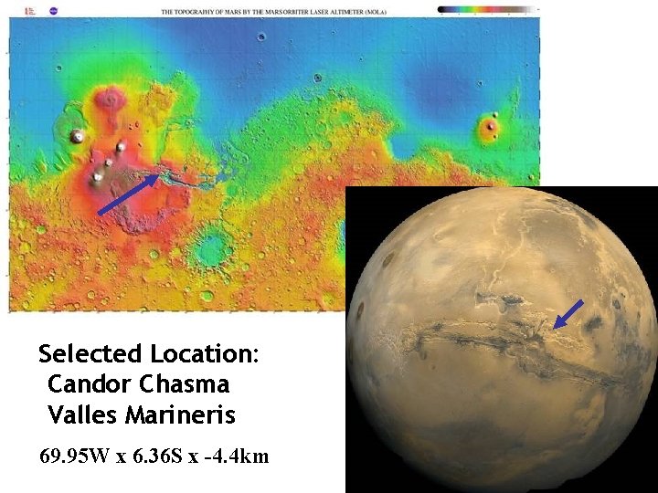 Selected Location: Candor Chasma Valles Marineris 69. 95 W x 6. 36 S x