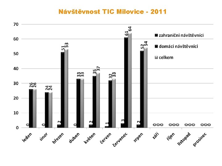 Návštěvnost TIC Milovice - 2011 