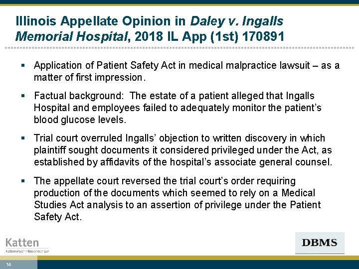 Illinois Appellate Opinion in Daley v. Ingalls Memorial Hospital, 2018 IL App (1 st)