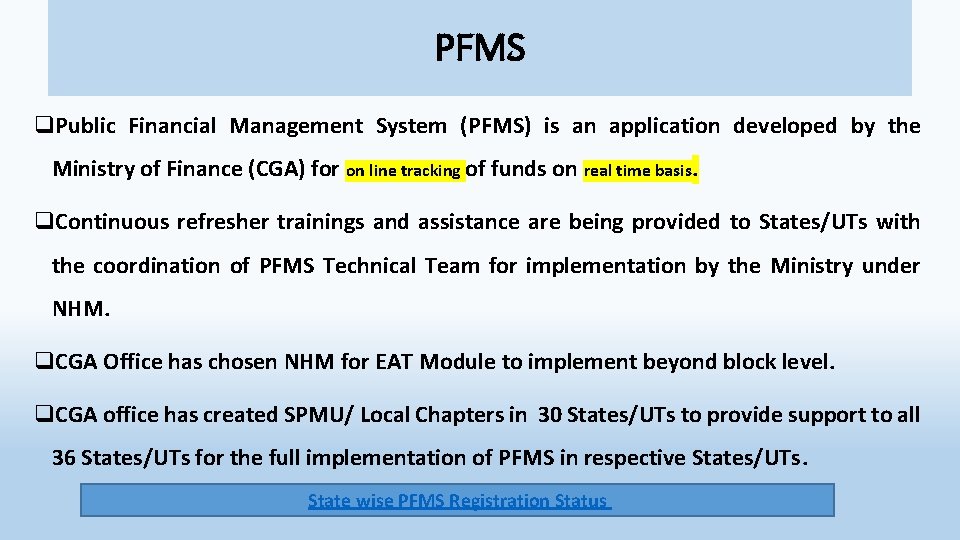 PFMS q. Public Financial Management System (PFMS) is an application developed by the Ministry