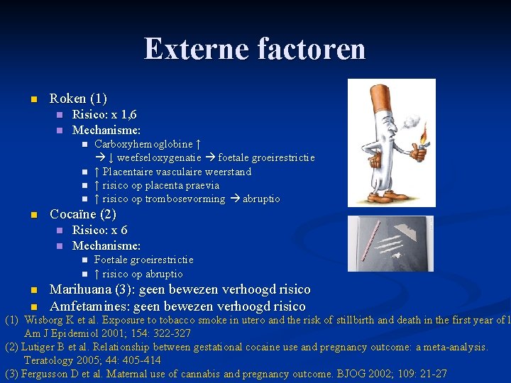 Externe factoren n Roken (1) n n Risico: x 1, 6 Mechanisme: n n Externe factoren n Roken (1) n n Risico: x 1, 6 Mechanisme: n n