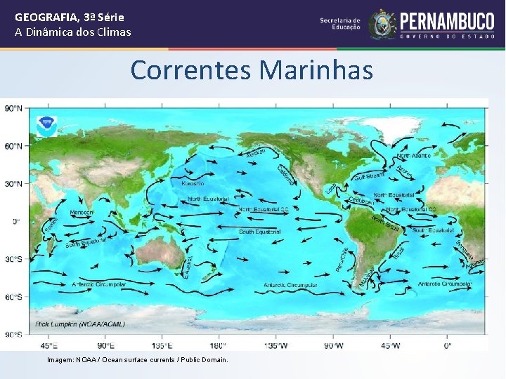 GEOGRAFIA, 3ª Série A Dinâmica dos Climas Correntes Marinhas Imagem: NOAA / Ocean surface