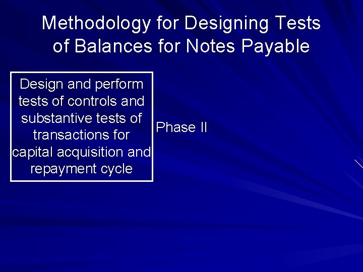 Methodology for Designing Tests of Balances for Notes Payable Design and perform tests of