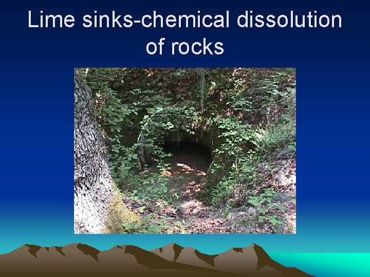 Lime sinks-chemical dissolution of rocks 
