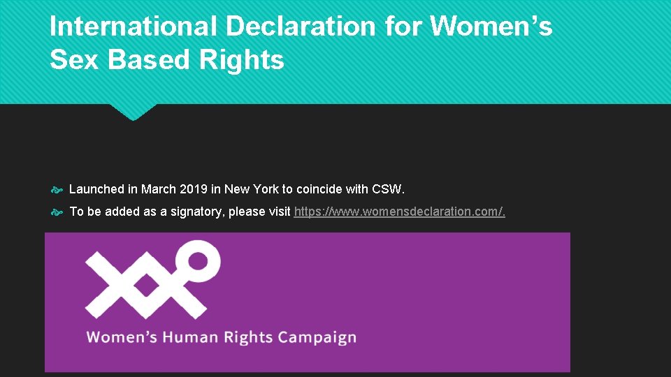 International Declaration for Women’s Sex Based Rights Launched in March 2019 in New York