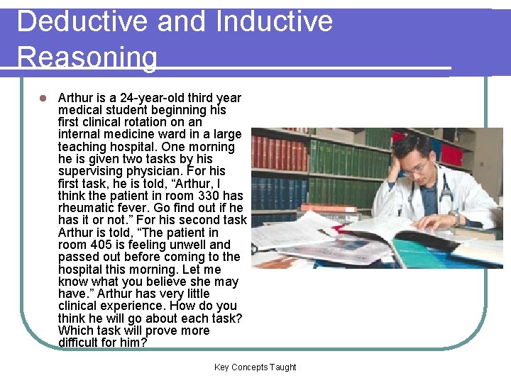 Deductive and Inductive Reasoning l Arthur is a 24 -year-old third year medical student Deductive and Inductive Reasoning l Arthur is a 24 -year-old third year medical student