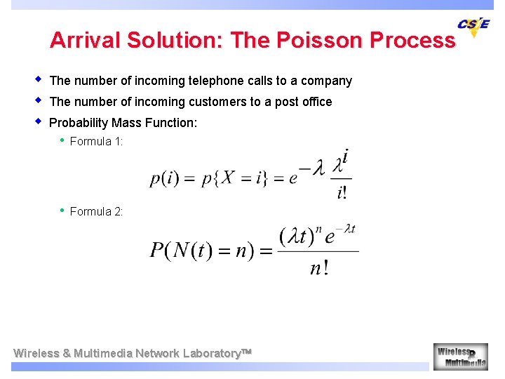 Arrival Solution: The Poisson Process w w w The number of incoming telephone calls Arrival Solution: The Poisson Process w w w The number of incoming telephone calls