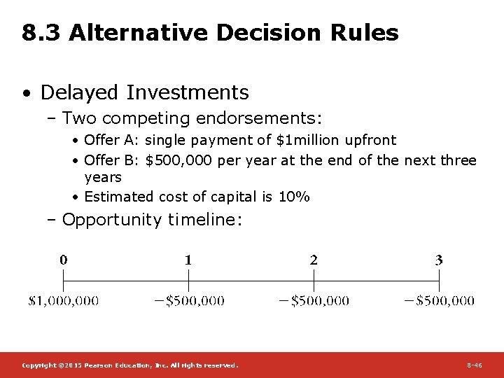 8. 3 Alternative Decision Rules • Delayed Investments – Two competing endorsements: • Offer