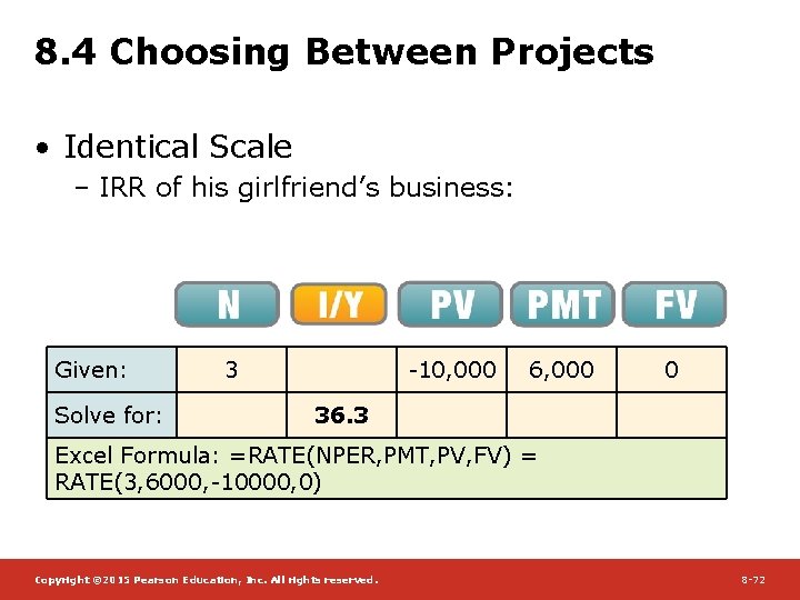 8. 4 Choosing Between Projects • Identical Scale – IRR of his girlfriend’s business: