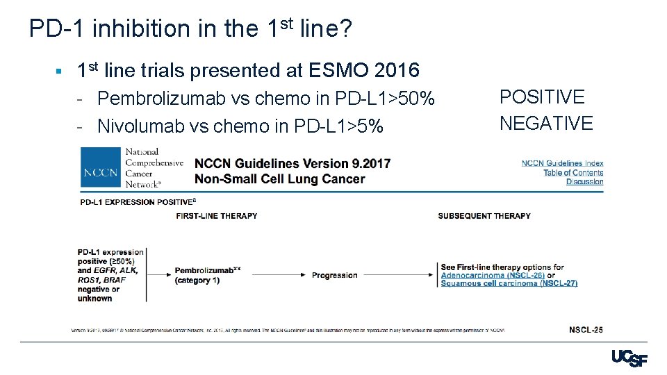 PD-1 inhibition in the 1 st line? § 1 st line trials presented at