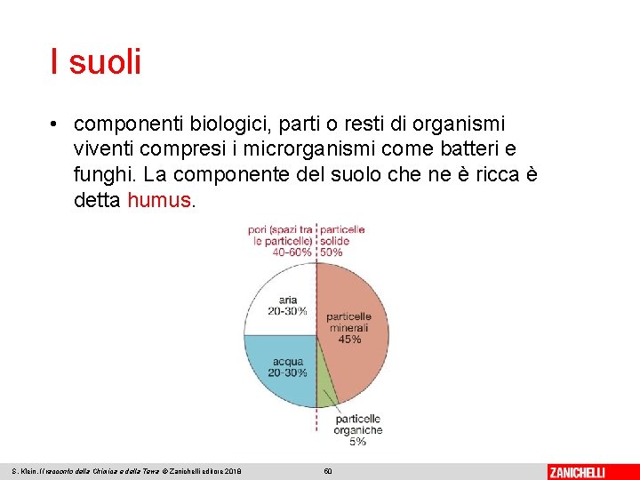 I suoli • componenti biologici, parti o resti di organismi viventi compresi i microrganismi