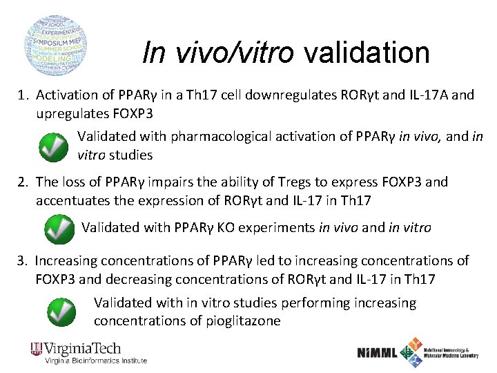 In vivo/vitro validation 1. Activation of PPARγ in a Th 17 cell downregulates RORγt