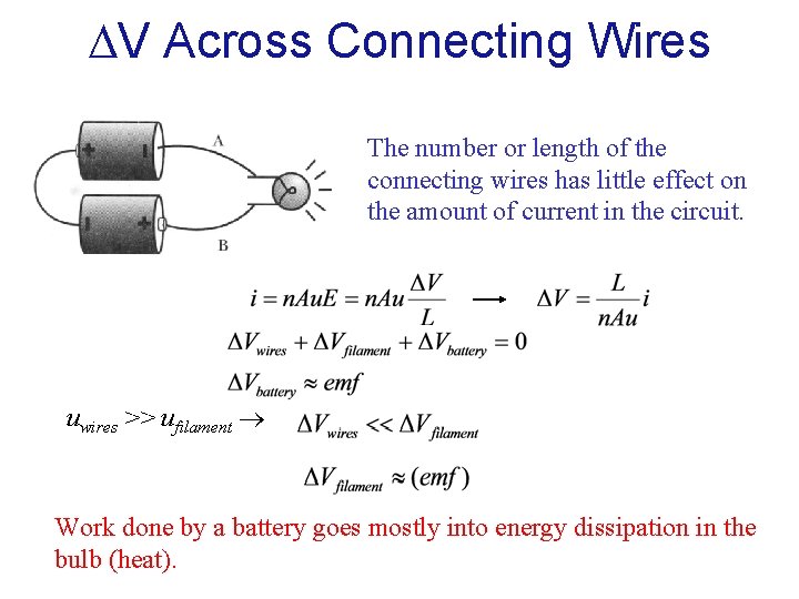  V Across Connecting Wires The number or length of the connecting wires has