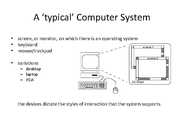 A ‘typical’ Computer System • screen, or monitor, on which there is an operating