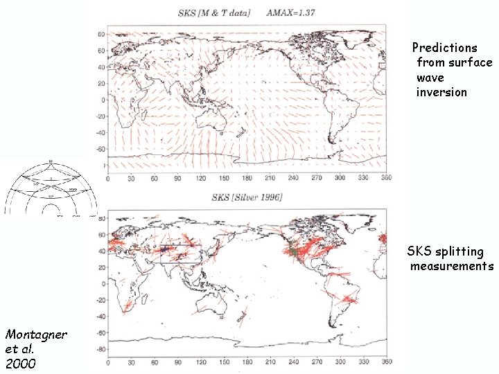 Predictions from surface wave inversion SKS splitting measurements Montagner et al. 2000 