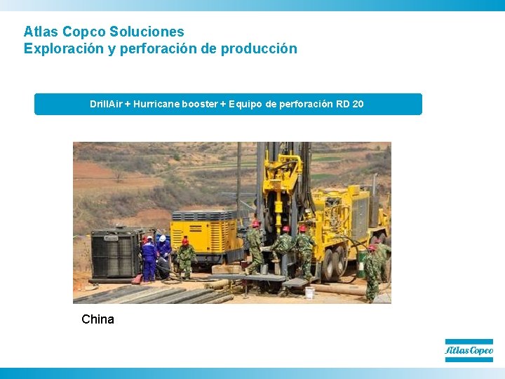 Atlas Copco Soluciones Exploración y perforación de producción Drill. Air + Hurricane booster +