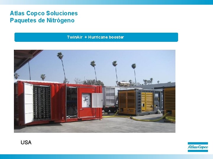 Atlas Copco Soluciones Paquetes de Nitrógeno Twin. Air + Hurricane booster USA 