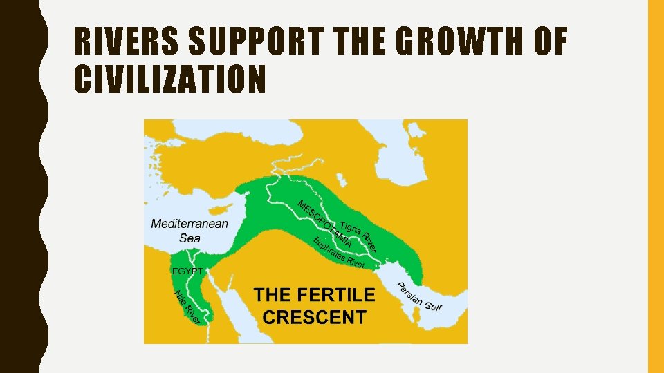 RIVERS SUPPORT THE GROWTH OF CIVILIZATION RIVERS SUPPORT THE GROWTH OF CIVILIZATION