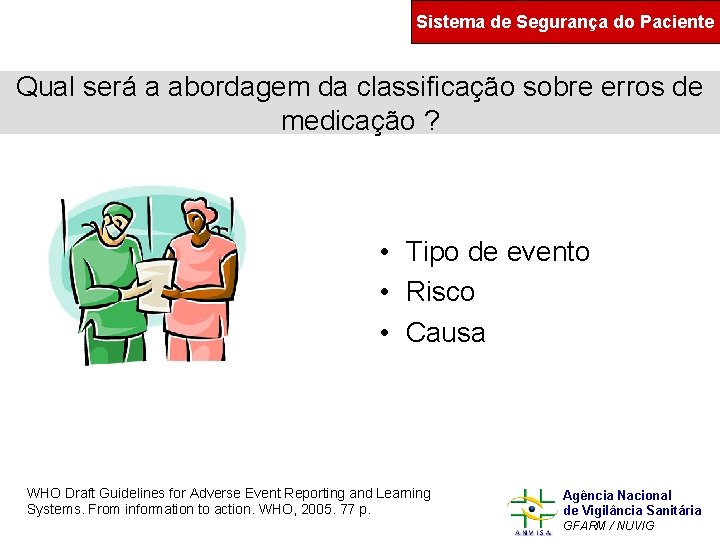 Sistema de Segurança do Paciente Qual será a abordagem da classificação sobre erros de