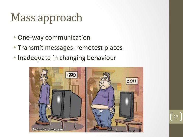 Mass approach • One-way communication • Transmit messages: remotest places • Inadequate in changing