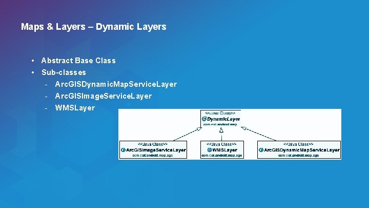 Maps & Layers – Dynamic Layers • Abstract Base Class • Sub-classes - Arc.