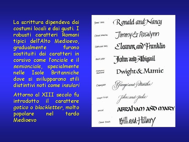 La scrittura dipendeva dai costumi locali e dai gusti. I robusti caratteri Romani tipici