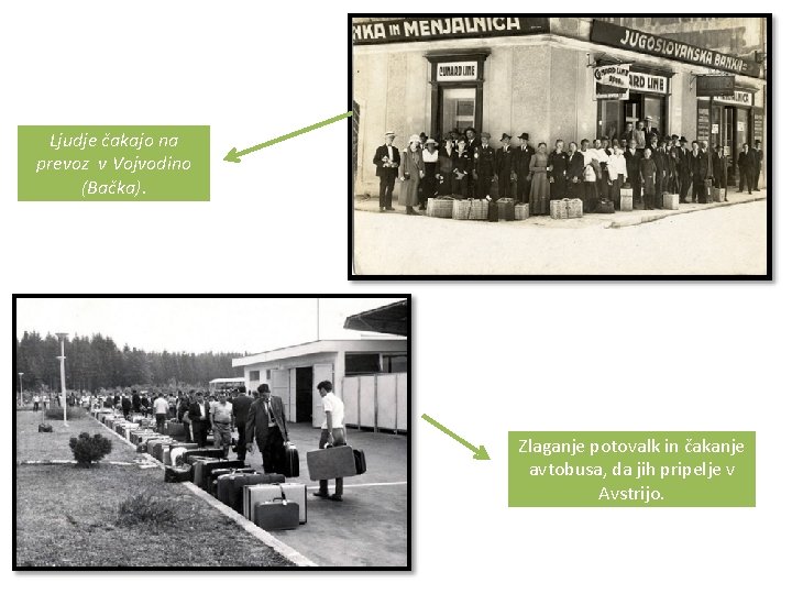Ljudje čakajo na prevoz v Vojvodino (Bačka). Zlaganje potovalk in čakanje avtobusa, da jih Ljudje čakajo na prevoz v Vojvodino (Bačka). Zlaganje potovalk in čakanje avtobusa, da jih