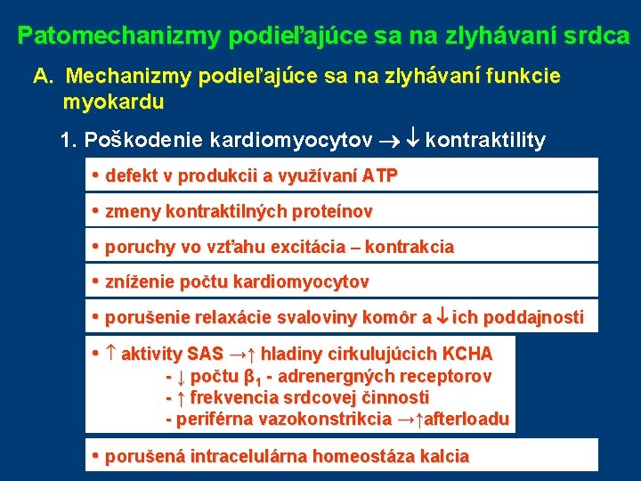 Patomechanizmy podieľajúce sa na zlyhávaní srdca A. Mechanizmy podieľajúce sa na zlyhávaní funkcie myokardu Patomechanizmy podieľajúce sa na zlyhávaní srdca A. Mechanizmy podieľajúce sa na zlyhávaní funkcie myokardu