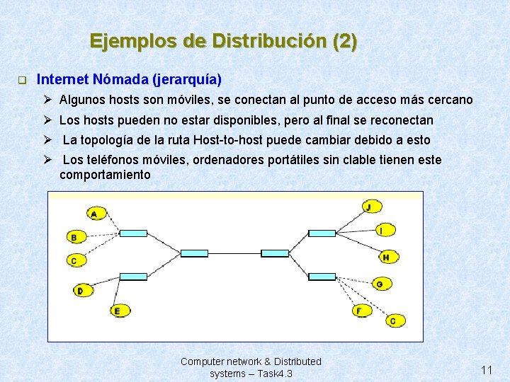 Ejemplos de Distribución (2) q Internet Nómada (jerarquía) Ø Algunos hosts son móviles, se